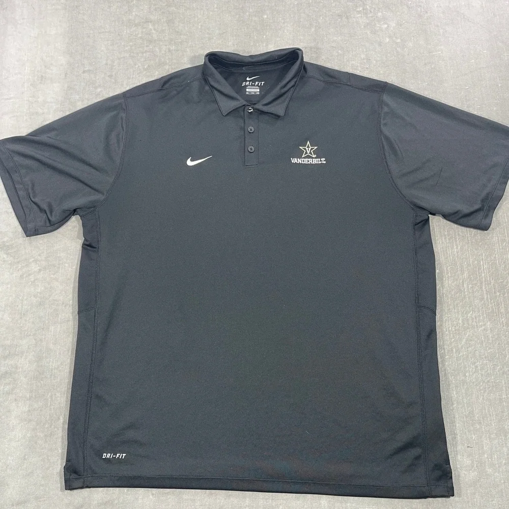 Nike Dri-FIT Vanderbilt Commodores Mens‎ XXL Black Polo Golf Shirt